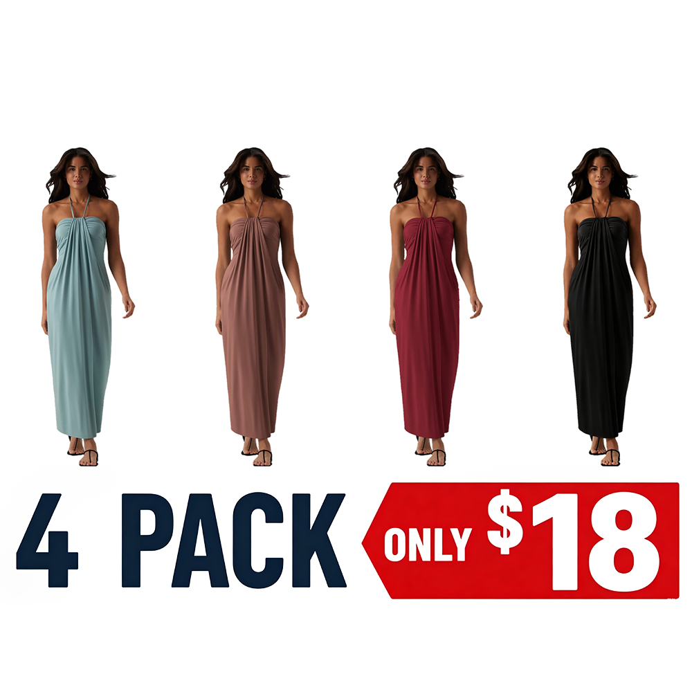 Summer Special Sale - Halter Tie Back Maxi Dress with Pockets