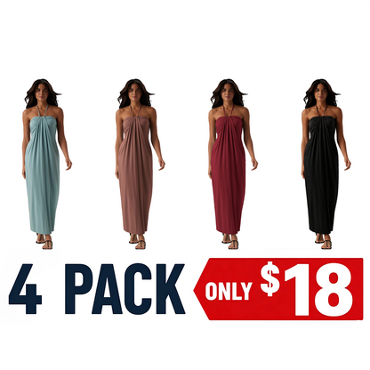 Summer Special Sale - Halter Tie Back Maxi Dress with Pockets