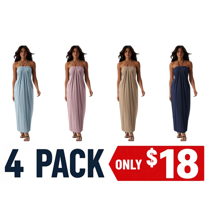 Summer Special Sale - Halter Tie Back Maxi Dress with Pockets