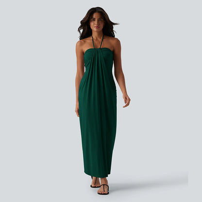 Summer Special Sale - Halter Tie Back Maxi Dress with Pockets